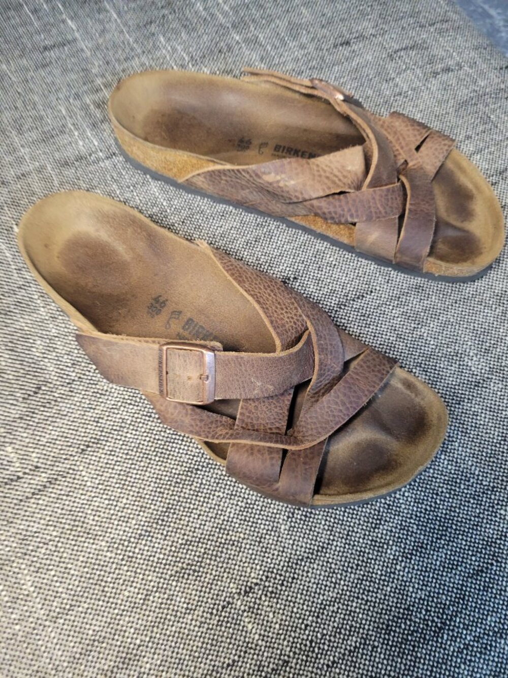 Birkenstock Brown Leather Strappy Sandals Men's 13/13.5 EU 46 Made in Germany - Picture 7 of 10
